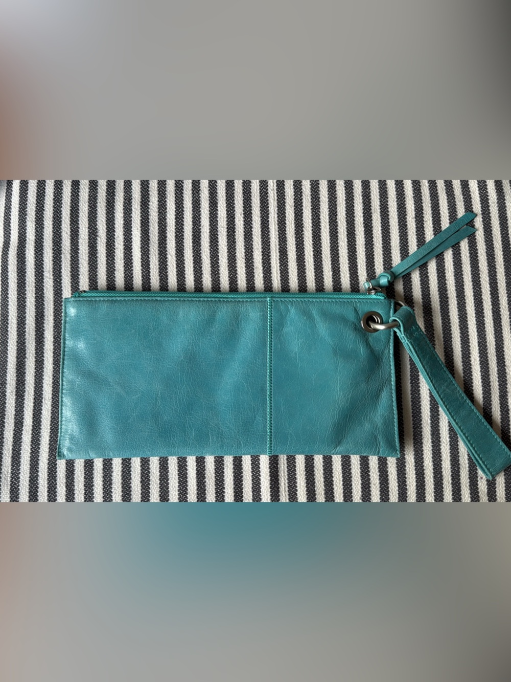 HOBO Turquoise Leather Wristlet Clutch - Picture 2 of 5